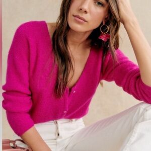 Sezane Barry Fuchsia Swearer Cardigan